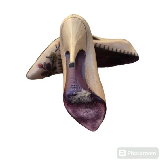 Prada Leather Floral Print Pumps size 40 1/2 EU - Picture 3 of 10